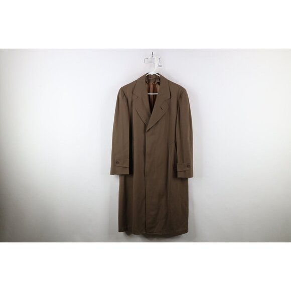 Vintage 50s 60s Rockabilly Mens 44R Distressed Wool Rayon Gabardine Trench Coat